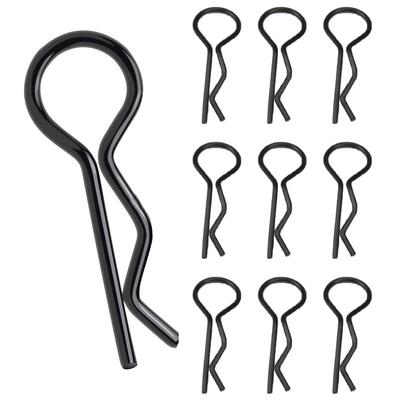 ChasCoCo RC Body Clip Bent Spring Replacement Parts for Scale Model RC Car Crawler Truck Stainless Steel Black Pins, 10pcs, 1/8 Shells, R-Type Clips,