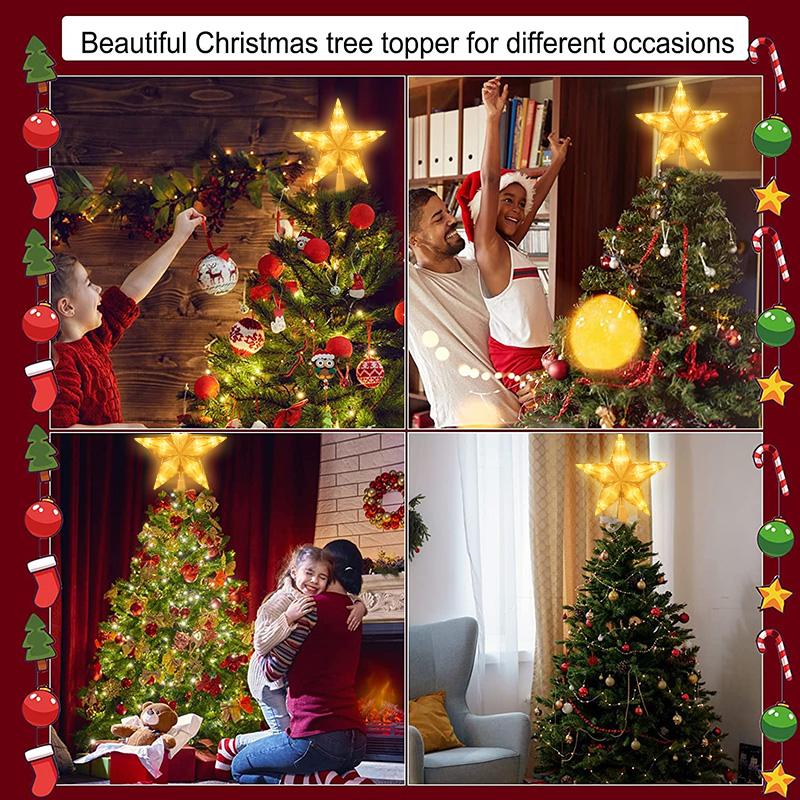 Christmas Tree Top Star LED Light Lamp Christmas Decorations For Home Xmas Tree Ornaments Navidad New Year 2025 Natal Noel