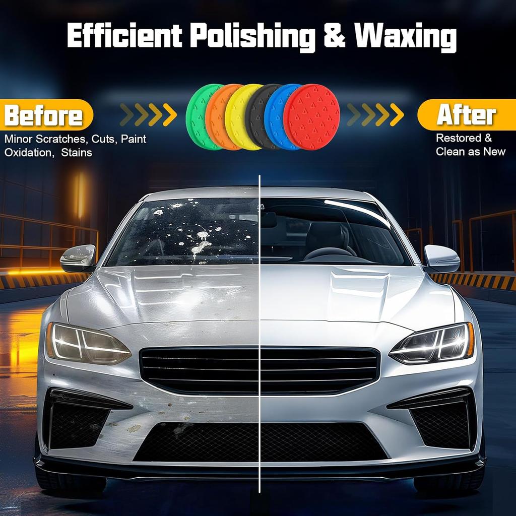 6 Pcs Buffing Polishing Pads, 5.5 Inch Buffing Pads For 5 Inch 125Mm Backing Plate Compound Buffing Sponge Pads Cutting Polishing Pad Kit For Car