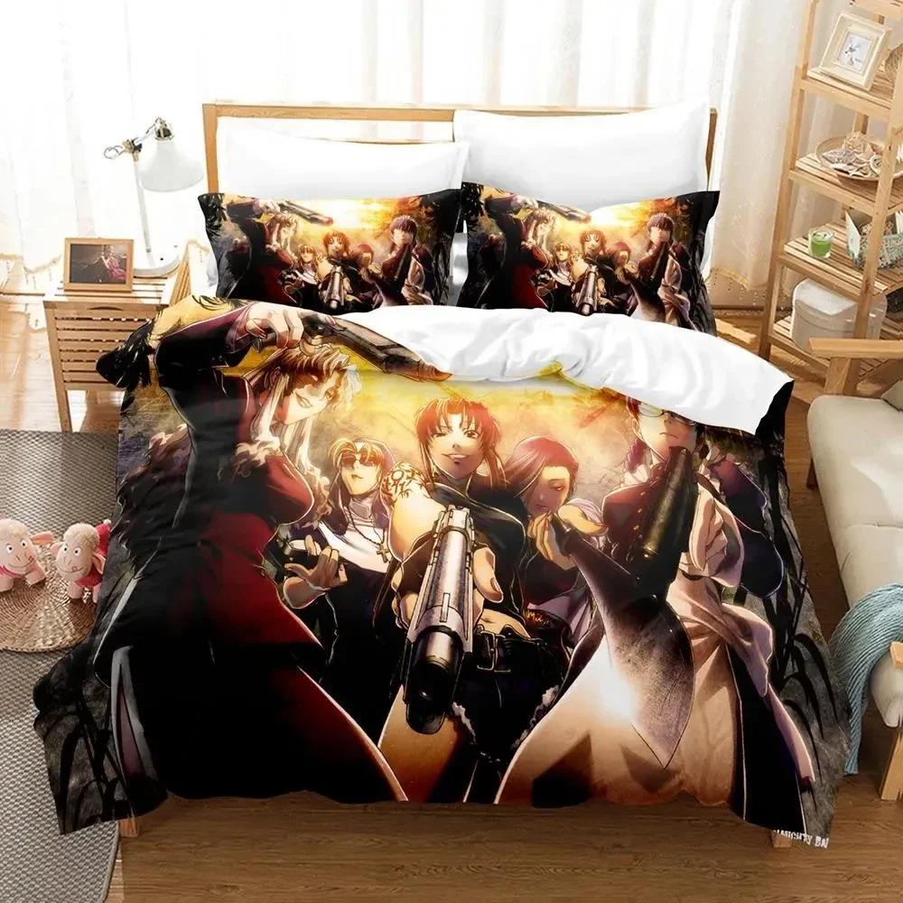 

Комплект постельного белья «Черная лагуна» с рисунком из аниме, пододеяльник, постельный комплект, пододеяльник, наволочка, одеяло размера «king-size», комплект постельного белья для мальчиков и взрослых AU Double 180x210cm