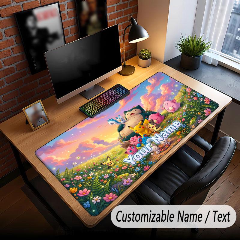 Custom Name Extended Mouse Pad,Pokémon Gaming Desk Mat For Home Office Desktop Decor