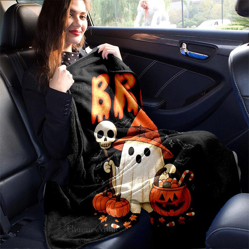 1 Stück Süße Bruh Geist Boo Kürbis Decke Weicher Überwurf für Heimdekoration, Geschenkidee, Wohnzimmer, Reisen, Camping