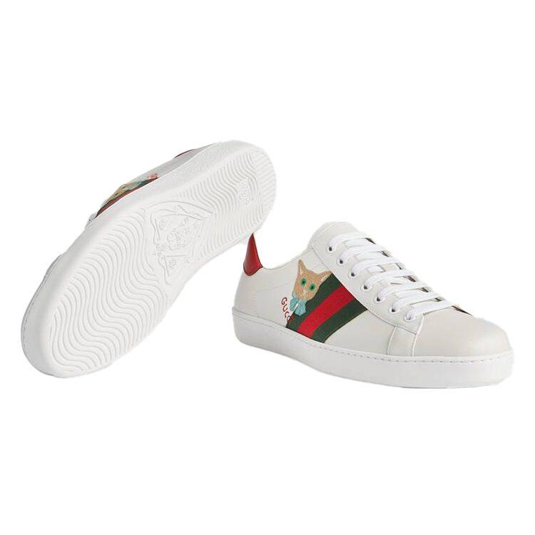 Gucci Ace Cat Motif Low-top Sneakers 663219 1XG60 9065