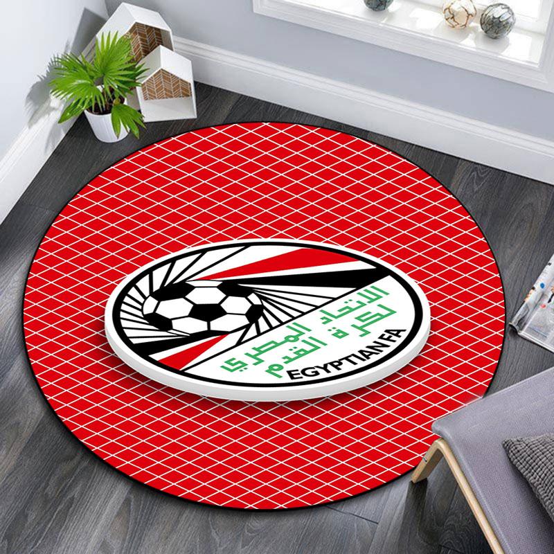 Egypt national football logo Round Rug, Non Slip Washable Circular Carpet For Living Room Bedroom Playroom, Sports Fan Decor, Holiday Birthday Gift