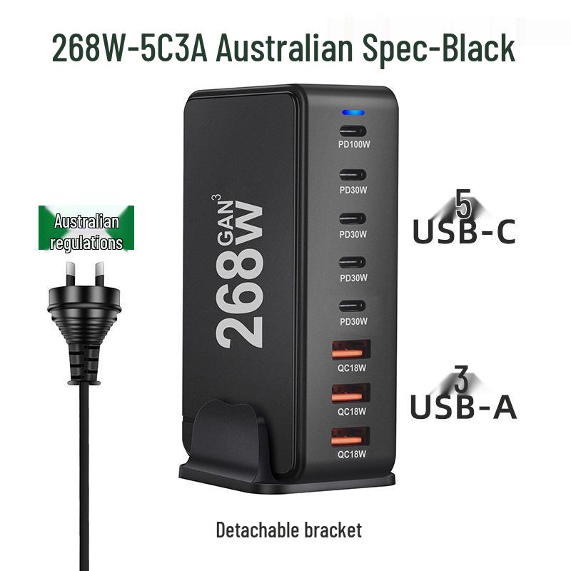 240W GaN PD Multi-Port Charger for Phones and Laptops - High Power Desktop Charging Station