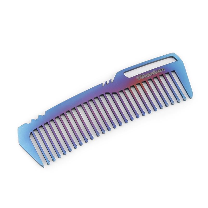 Non Rusting Pure Titanium Comb Portable Anti Static Hair Comb Mini Portable Titanium Alloy Combs EDC Super Light Titanium Combs синий