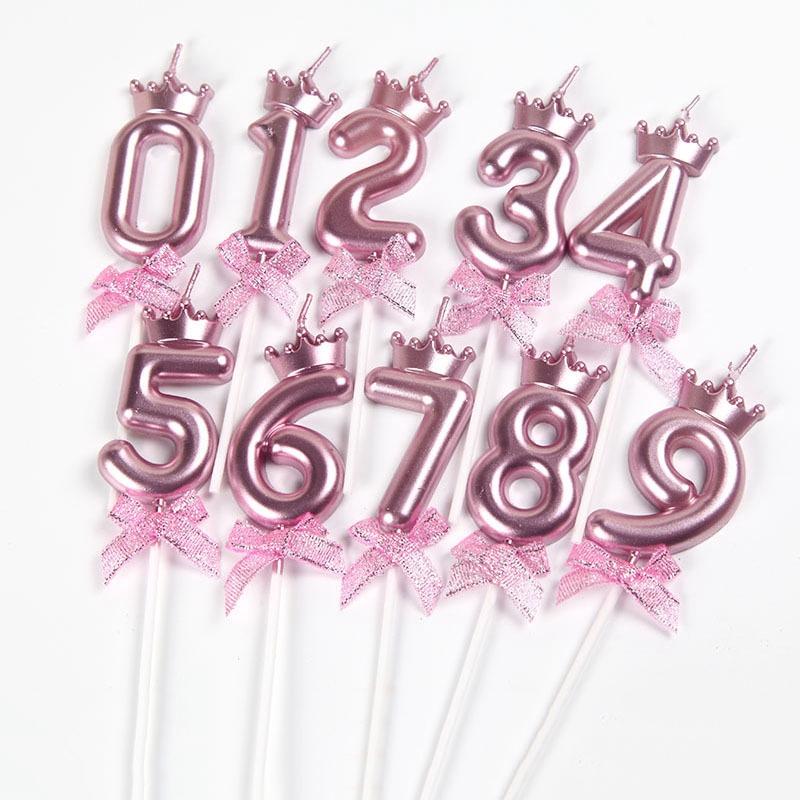 3D Kerze Rosa Geburtstagszahl Kerze Mädchen Alles Gute zum Geburtstag Kuchenaufsatz Backen Feier Gedenken Jahrestag Party Dekoration