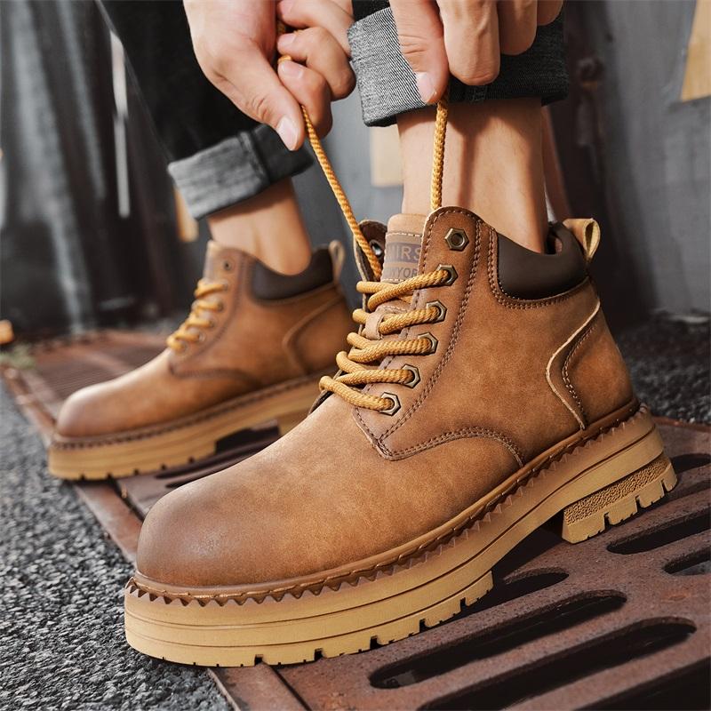 Herren Stiefeletten Echtes Leder Kurze Stiefel Retro Tooling Stiefel Freizeitschuhe