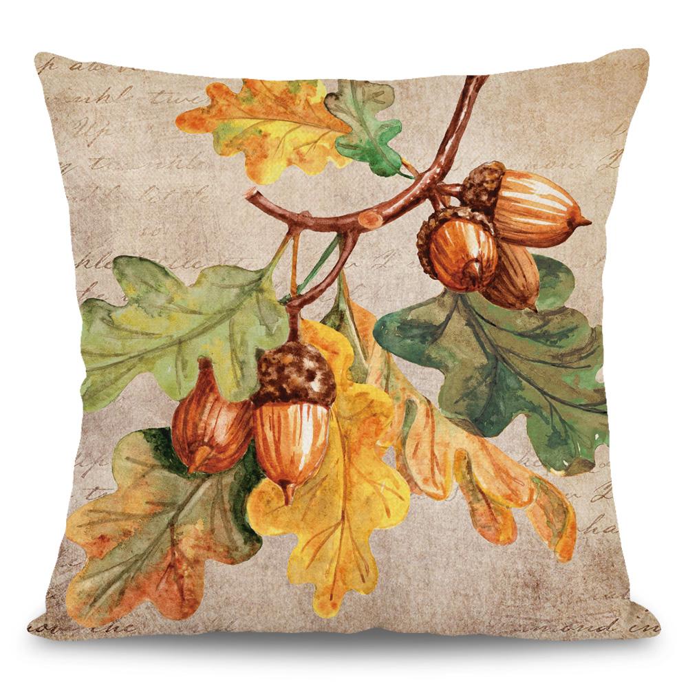 Tonnika Chen Unisex Orange/Blue Autumn Maple Leaf Decoration Pillow Cover Maple Leaf Polka Dot Design Autumn Thanksgiving Cushion Cover Room Decor