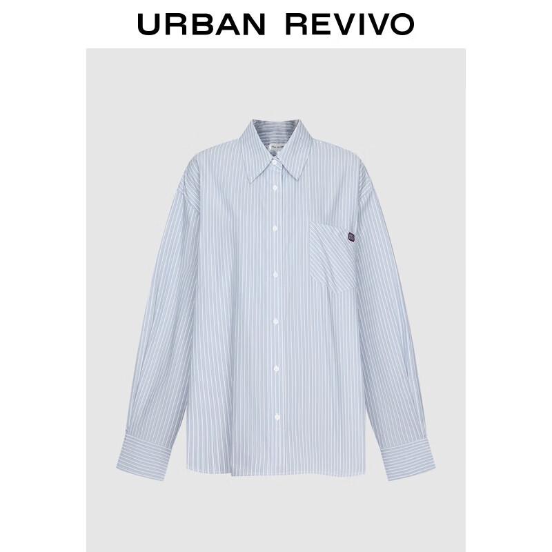 

UR Women s Striped Embroidered Cotton Oversized Shirt M-L