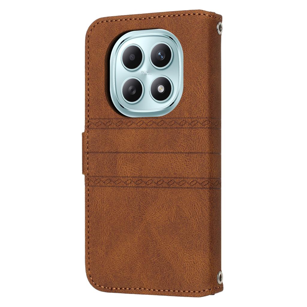 Dla Xiaomi Poco M8 5G/Redmi Note 15 5G (Światowy)/15 4G (Światowy) Etui Portfel Skóra Miękka w Dotyku Wytłaczane Etui na Telefon ze Sznurkiem na Nadgarstek