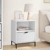 White Nightstand with Drawers 49 X 36 X 61 Cm Engineered Wood