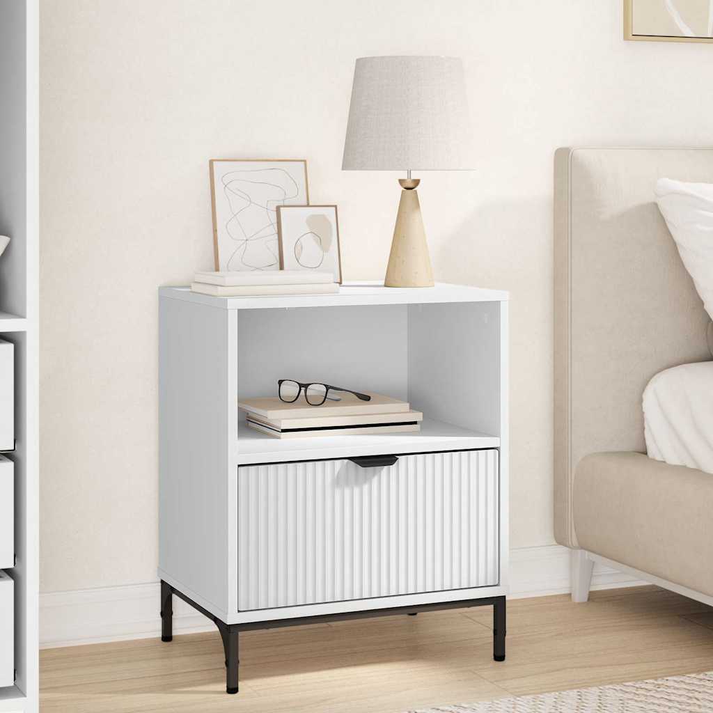 White Nightstand with Drawers 49 X 36 X 61 Cm Engineered Wood