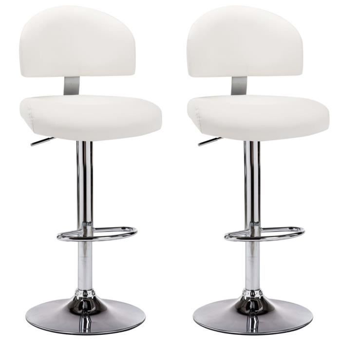 VidaXL Tabourets de bar 2 pcs Blanc Similicuir