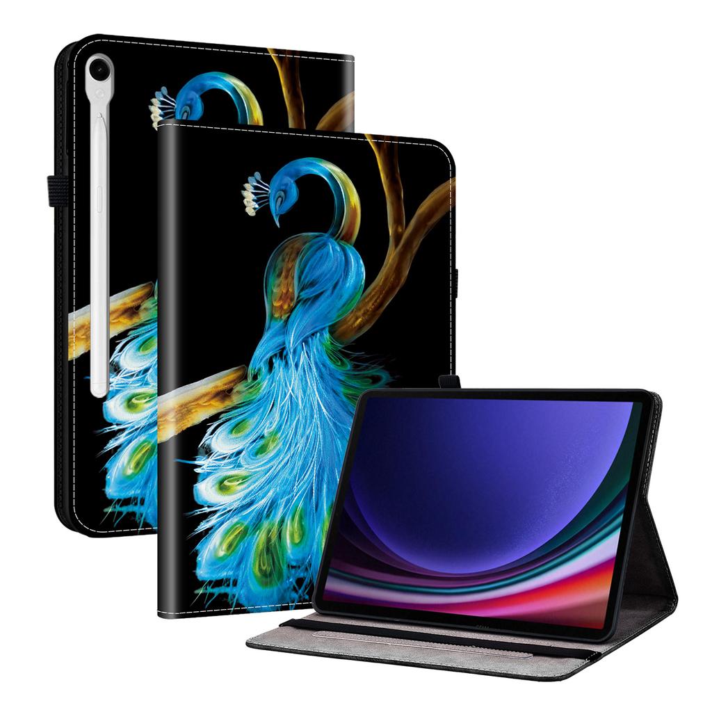 Capa de Tablet de Couro PU para Samsung Galaxy Tab S9 FE (10.9")-11 estilos! Durável, com 2 compartimentos para suporte, porta-lápis e compartimentos para cartões, capa traseira de TPU flexível