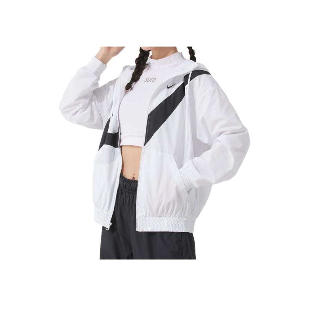 Nike Odzież sportowa Klasyczna z kapturem Casualowa Wszechstronna Kurtka sportowa Kurtka damska Biała HM8972100