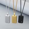 Hip Hop Men's Necklace CN Zircon Dog Tag Pendant Shiny 18K Gold Color Stainless Steel Jewelry Party Gift for Anniversary