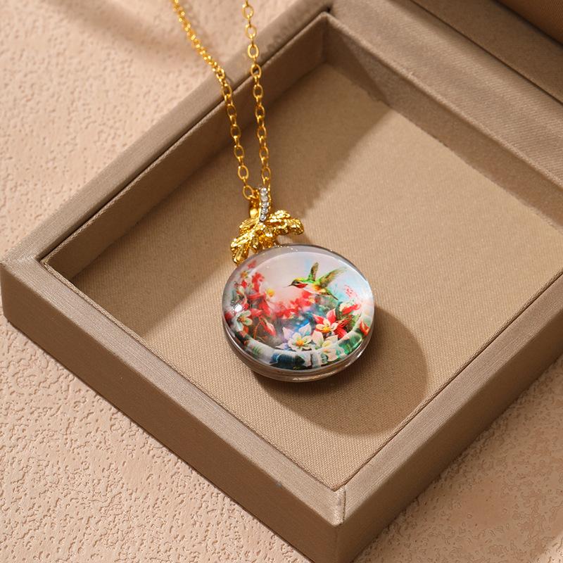 New Elegant Fashion Double-sided Necklace Pendant Creative Flower Bird Diamond Versatile Women's Necklace