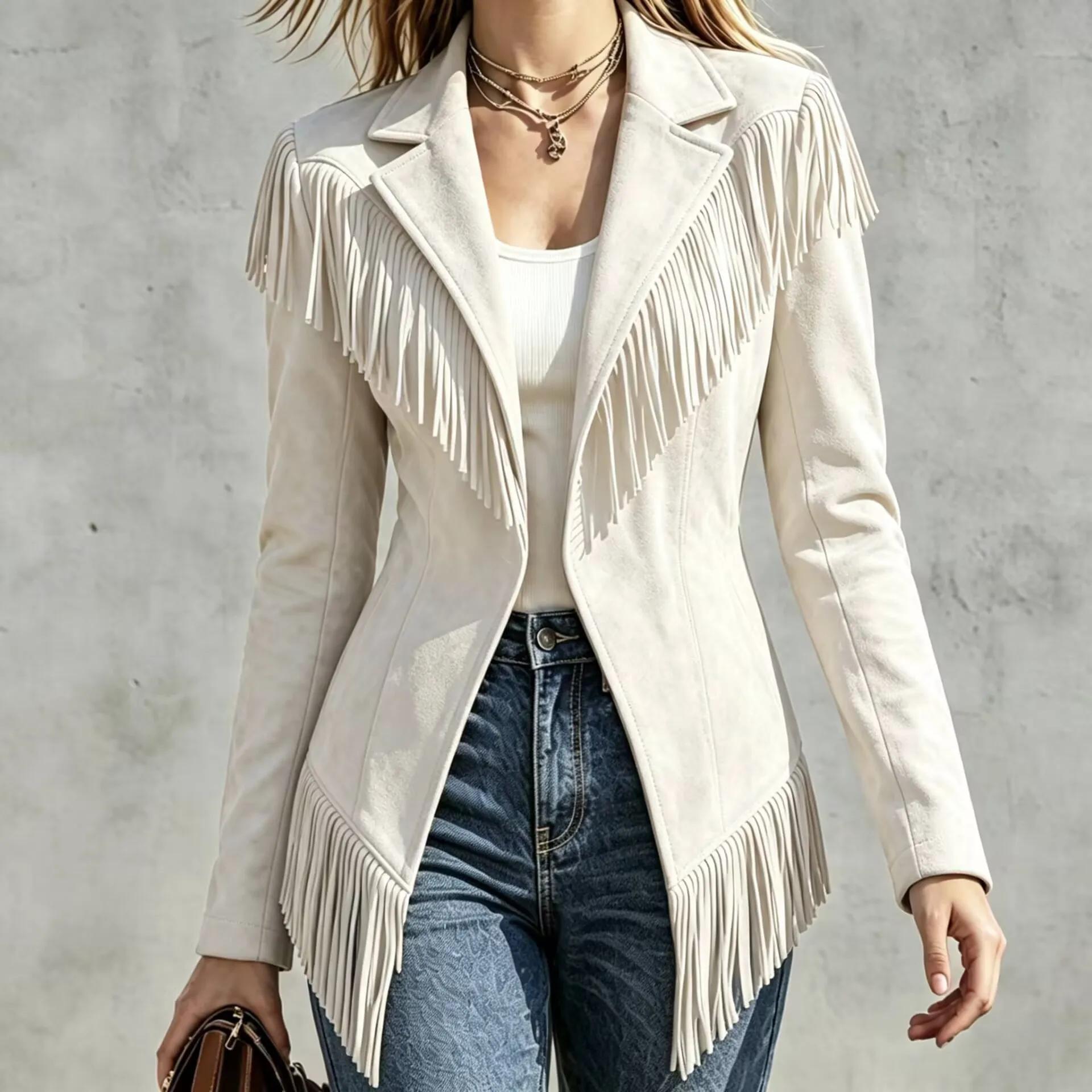 Sieviešu Jakas Mākslīgās Zamšādas Bārkstis