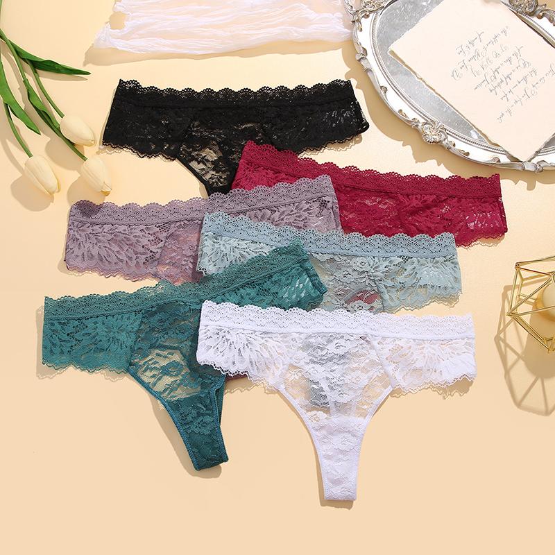 Krajkové Tanga s Výřezy Dámské Kalhotky Sexy Nízký Pas G-String Dámské Spodní Prádlo Prodyšné Spodní Prádlo Intimní Oblečení S-XL