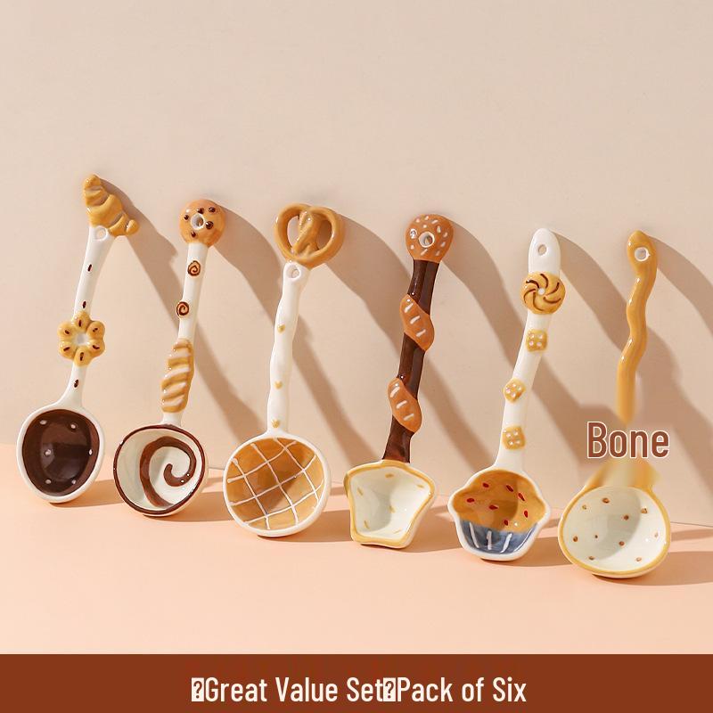 Whimsical Ceramic Long-Handled Cartoon Soup & Rice Spoon