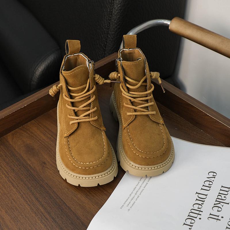 Spring Autumn Kids Shoes Boots for Girl Solid Color Toddlers Causal Shoes Yellow Versatile Children Causal Platform Ankle Boots