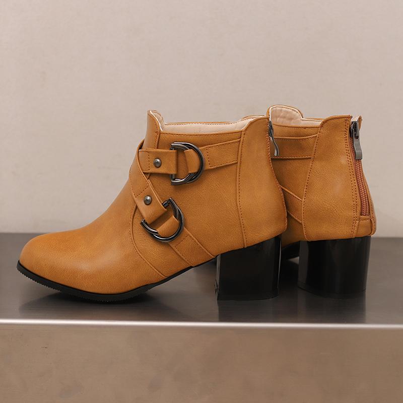 Women's High-heeled Short Boots Autumn and Winter New Thick-heeled Large-size Casual Short Boots
