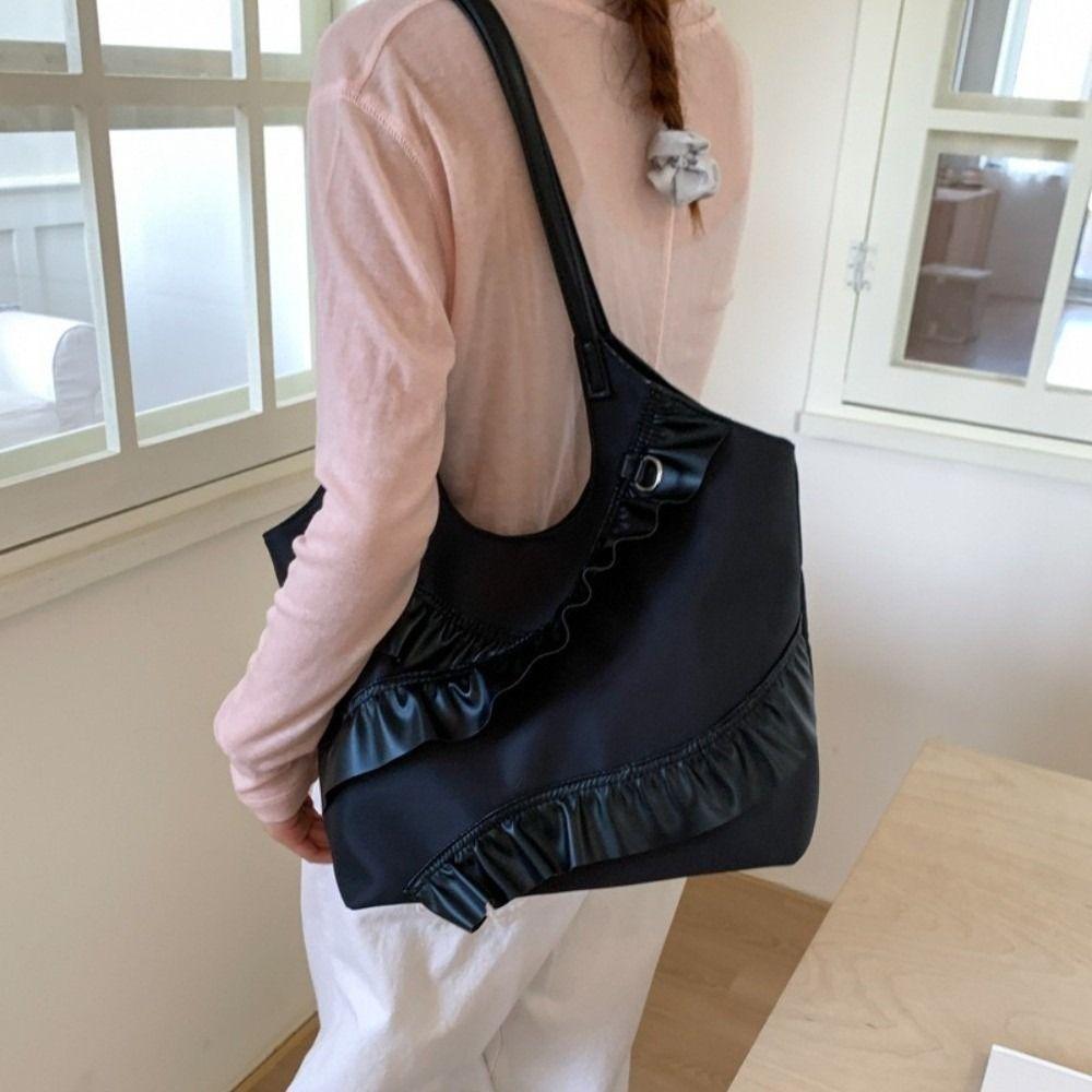 Stylish Ruffle Tote Bag Korean Women's Handbag Trendy Frill Shoulder Bag  Armpit Bag
