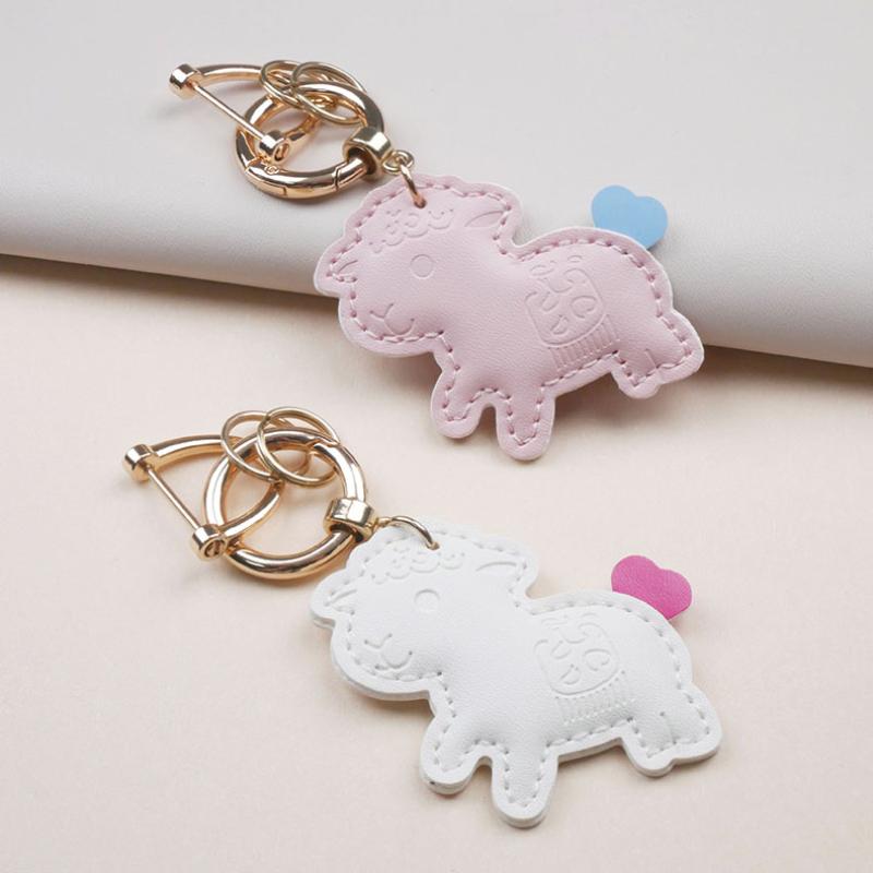 Piele PU 2027 Anul Oii Formă Pandantiv Adorabil Design Colorat Coadă de Inimă Pentru Decor Geantă Accesorii Chei Cadou
