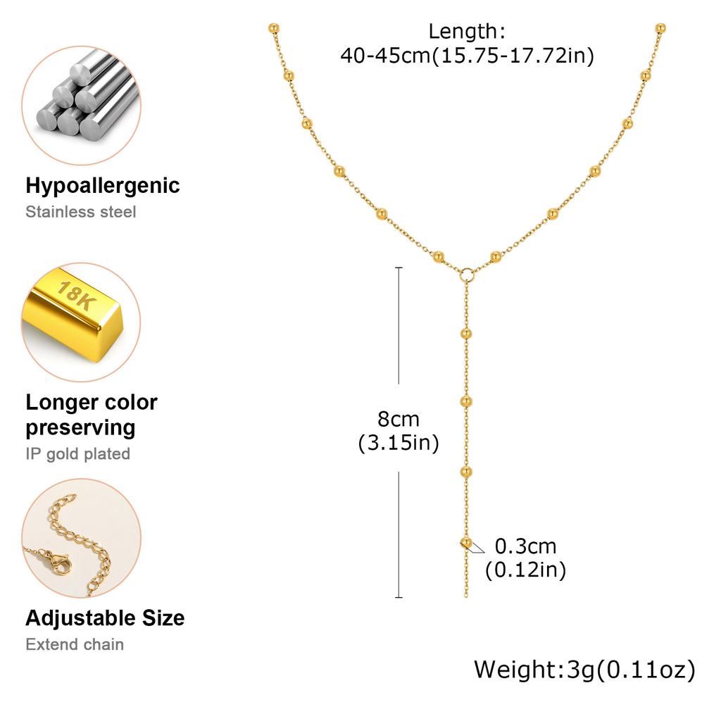 Minimalist Y-shaped Tassel Necklace for Women,Stainless Steel Bead-separated Chain Necklaces,Fashion Mother's Day Gift Jewelry