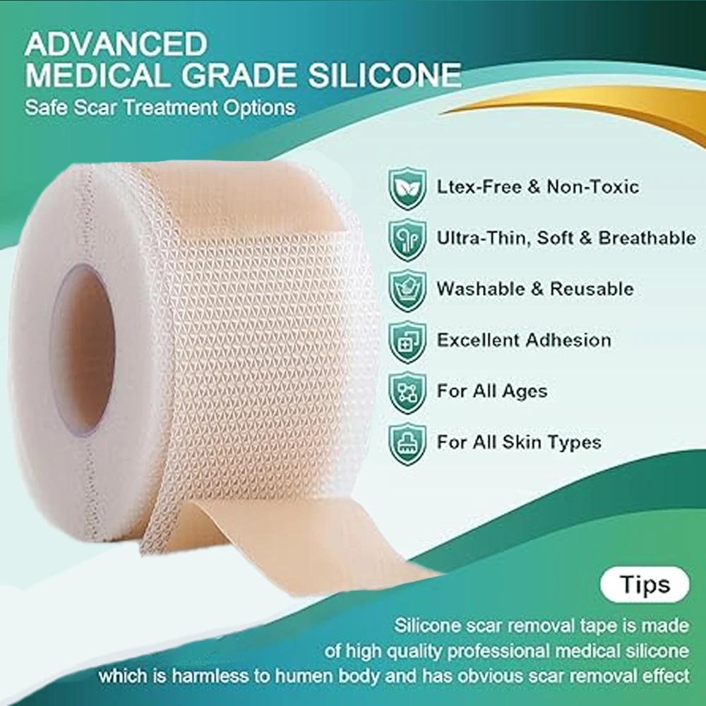 Reusable Silicone Scar Sheets Tape 2Roll,Soft & Waterproof For Surgical, Keloid, Acne Scars, Professional Scar Healing Solution