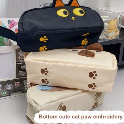 Federmäppchen Cartoon Stiftetasche 3D Bestickte Katze Capybara Stiftehalter Große Kapazität Schul-Schreibwaren-Organizer für Kinder Jugendliche Studenten