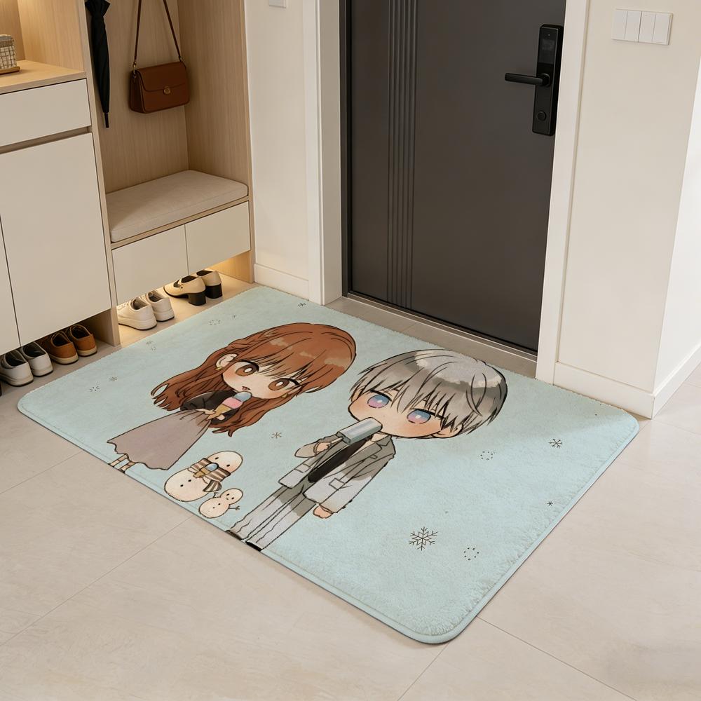 

anime T-The Ice Guy and His Cool Female Colleague Floor Mat Flannel Door Mat Non-Slip Absorbent Washable Indoor Home Rug 40x60cm