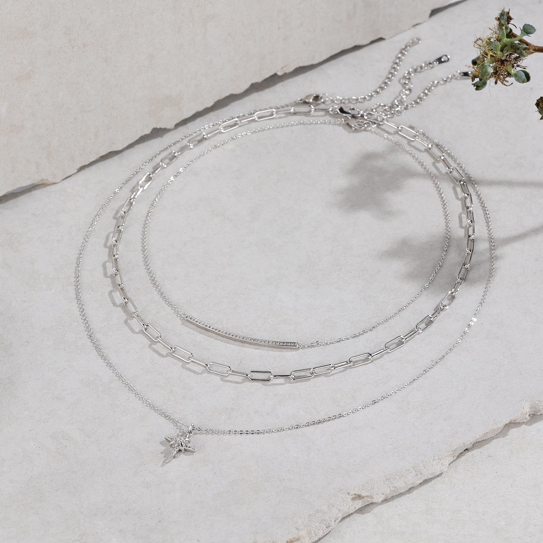 

French Designer Simple Clavicle Chain - Layered Cold Style Necklace платиновый