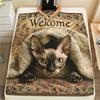 Powitalne Koty Nadruk Koc Flanelowy, Wysokiej jakości Komfortowy na Wszystkie Pory Roku, Wystrój Domu, Ciepło i Komfort