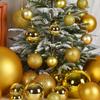 Golden Glitter Christmas Tree Ornament: 6-30CM Shiny Plastic Ball for Festive Decorations.