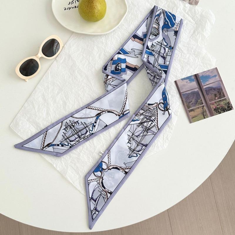 Silk scarf long strip new fashion tie bag ribbon streamer versatile small scarf bow headband headgear decorative belt