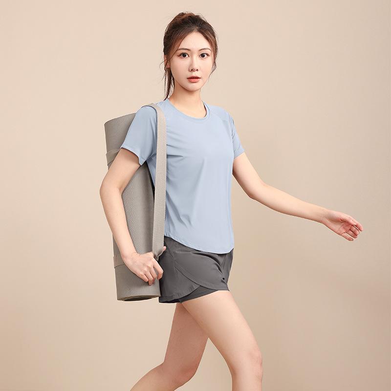 Women's High-End Short-Sleeve Sport T-Shirt & Fitness Set - Breathable, Quick-Drying Yoga and Running Wear