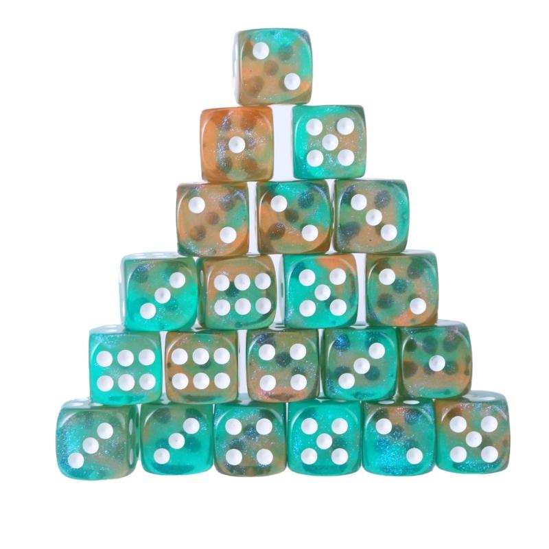 Rounds Corner Six Sided Dices Bulk, Pack of 50 Assorted Color 12mm D6 Acrylic Dices Cubes with Number Dots for Kids Use