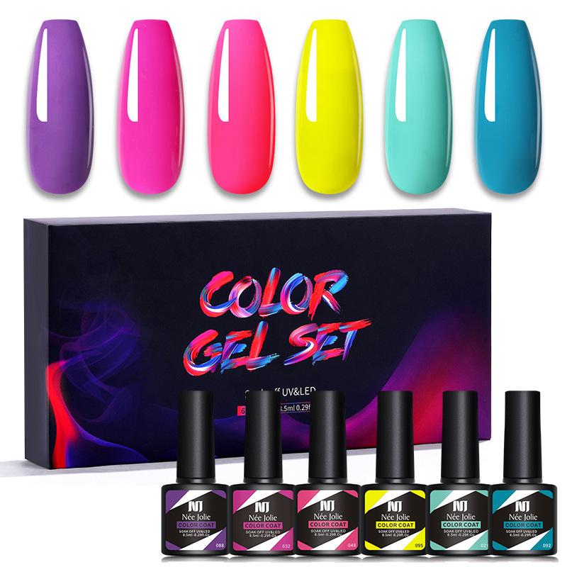 Nail Polish Glue Kit, Nail Art 6Pcs Box Barbie Glue, Nail Color Glue Phototherapy Glue