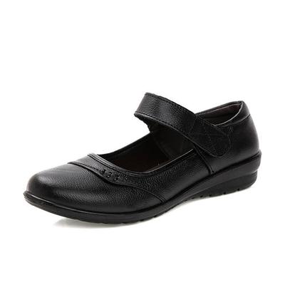 Spring Autumn Women Flats Black Soft Genuine Leather Shoes Brand Elegant Ladies Mary Jane Mother Shoes Plus Size 41 D538
