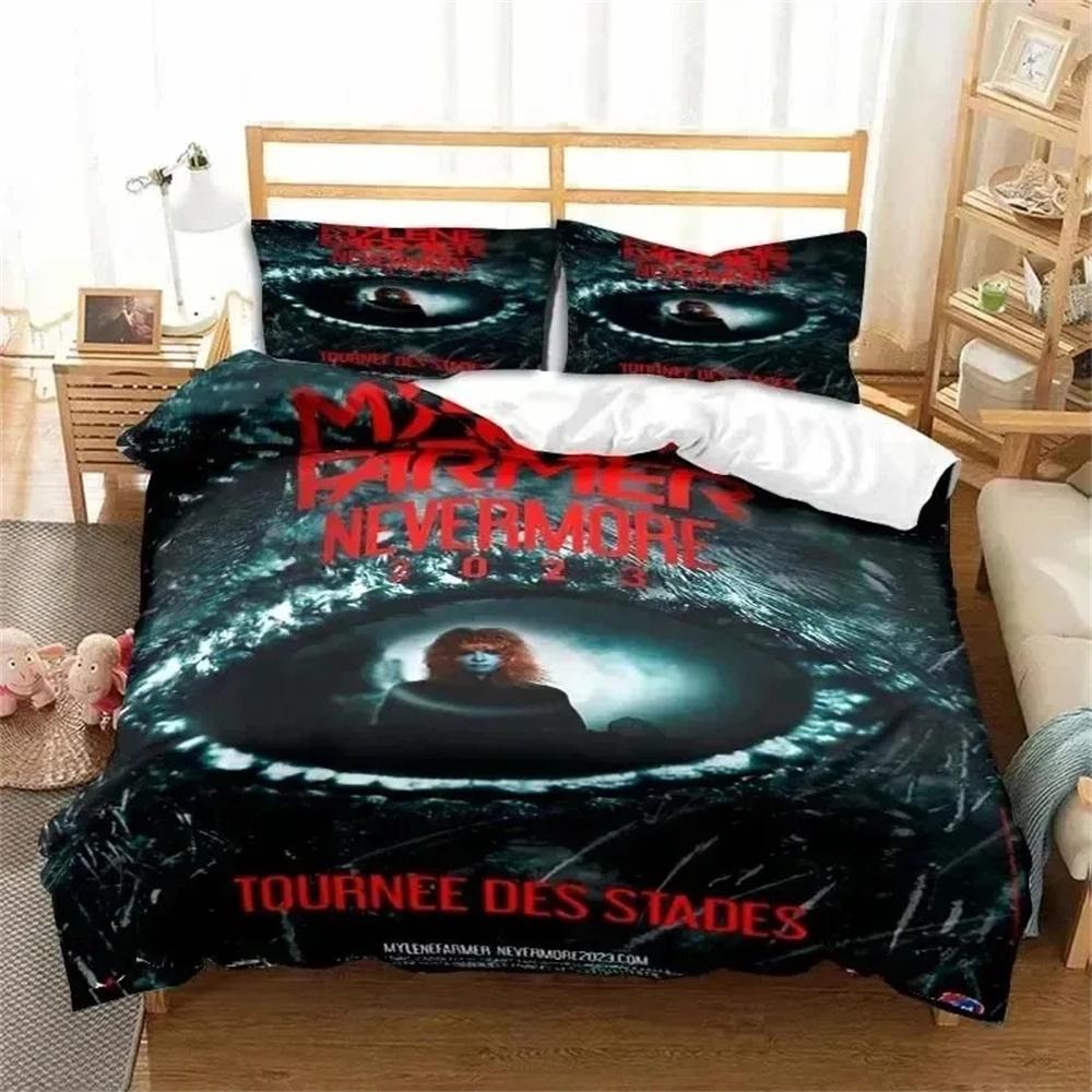 Set Biancheria da Letto Mylene Farmer Copripiumino Set Letto Coperta Copripiumino Federa Piumone King Queen Size per Ragazzi Adulti