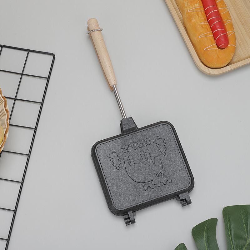 Sandwich machine, double-sided non stick Panini frying pan, with a hand stove, aluminum flip baking tray, breakfast waffles.