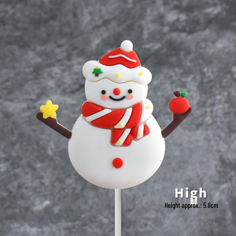 Popular Soft Glue Christmas Cake Ornaments: Santa Claus & Snowman Inserts for Holiday Party Desserts