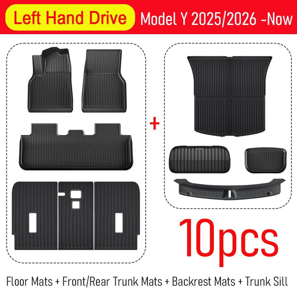 USVOTOV For Tesla Model Y Juniper 2025 2026 Floor Mats TPE Front Rear Cargo Liner Backrest Pads Trunk Mats for Tesla Accessories