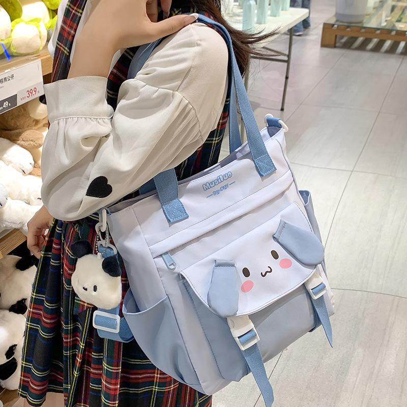 Tutorial Tasche Handtasche Tragen Büchertasche Grundschülerinnen Nachhilfetasche Kontrastfarbe Handheld Ein Schulter Umhängetasche