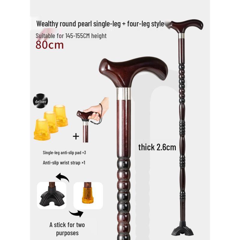 Älterer Drachenkopf Vierbeiniger Holzspazierstock, Rutschfeste & Leichte Krücke