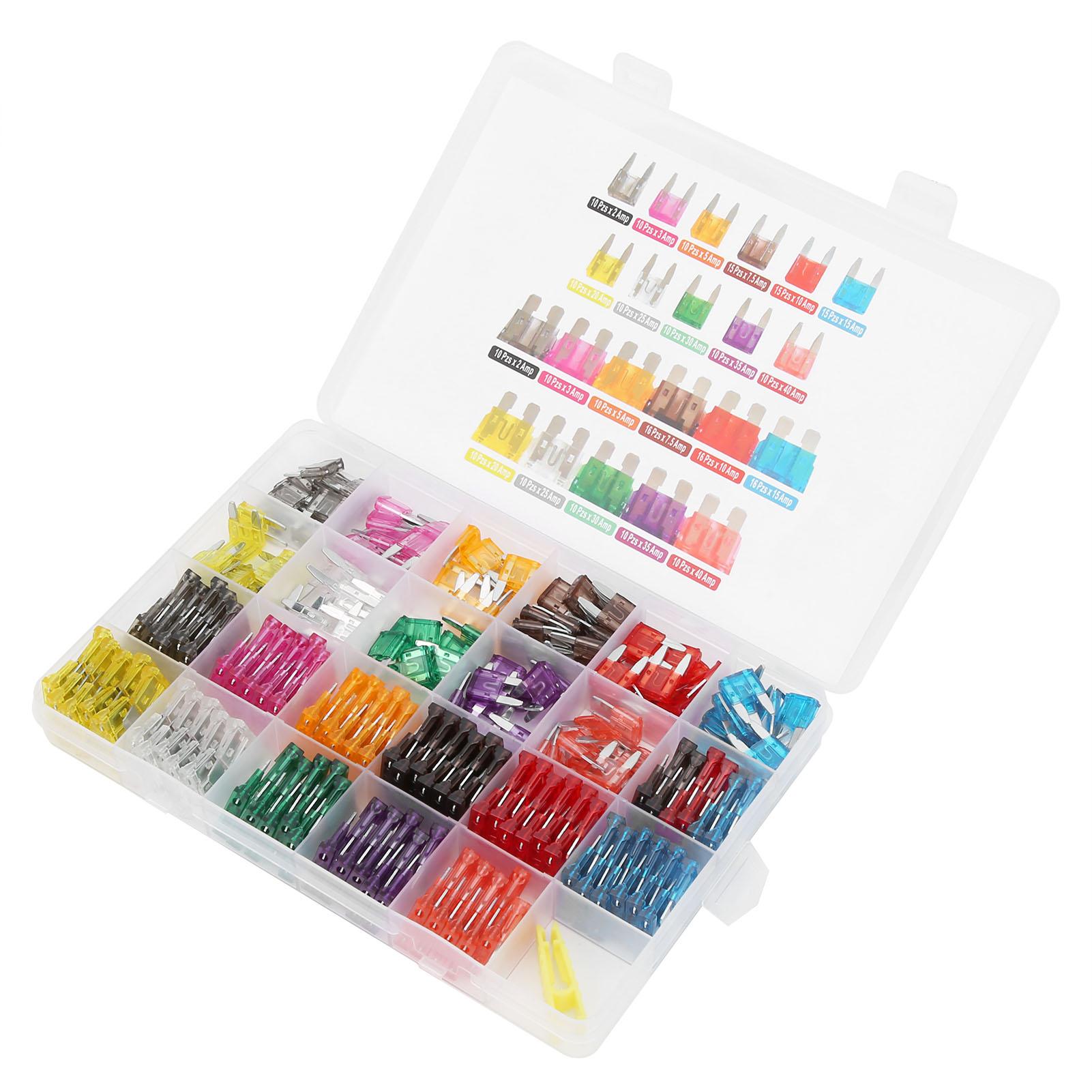 

254 шт. Набор предохранителей лезвий малого среднего размера 2A40A ассортимент для автомобильной аудиосистемы фары заднего фонаря