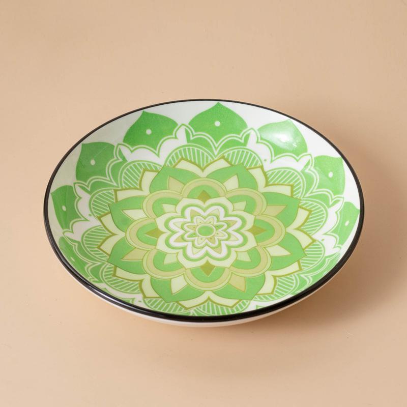 Ceramics Cat Bowl With Bohemia Design Cat Food Bowl Water Plate Snack Dish Large Caliber Anti-Tip With Stand For Neck Protection