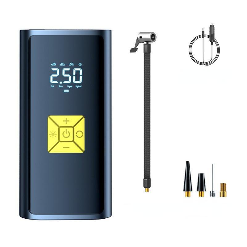 Pompă de aer electrică Baterie de 6000 mAh Mini compresor portabil Pompă electrică de 150 PSI cu afișaj digital și iluminare de urgență pentru motociclete, mașini